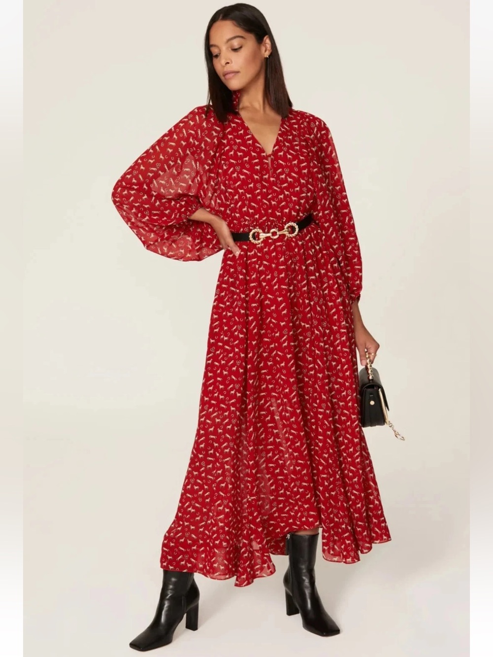 maje Horse print chiffon dress Sz 36/ US Small